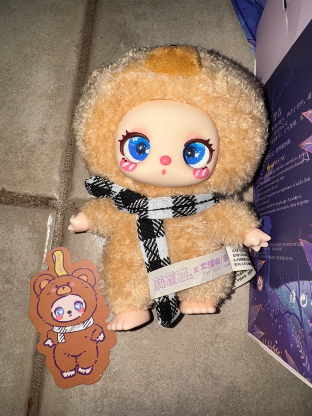 LOLAS’S ZOO || Ty Plush Character in Tan Fur with Blue and Pink Accents